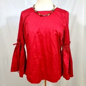 NWT Jane and Delancey Bell Sleeve Red Boho Top